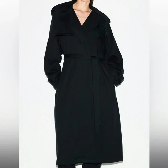 SKIMS Boyfriend Fleece Oversized Trench Coat Onyx Black Size 2X NWT - Picture 5 of 13